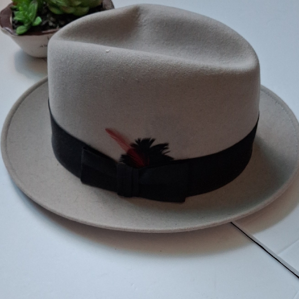 Stylish Cream Fedora with Black Band